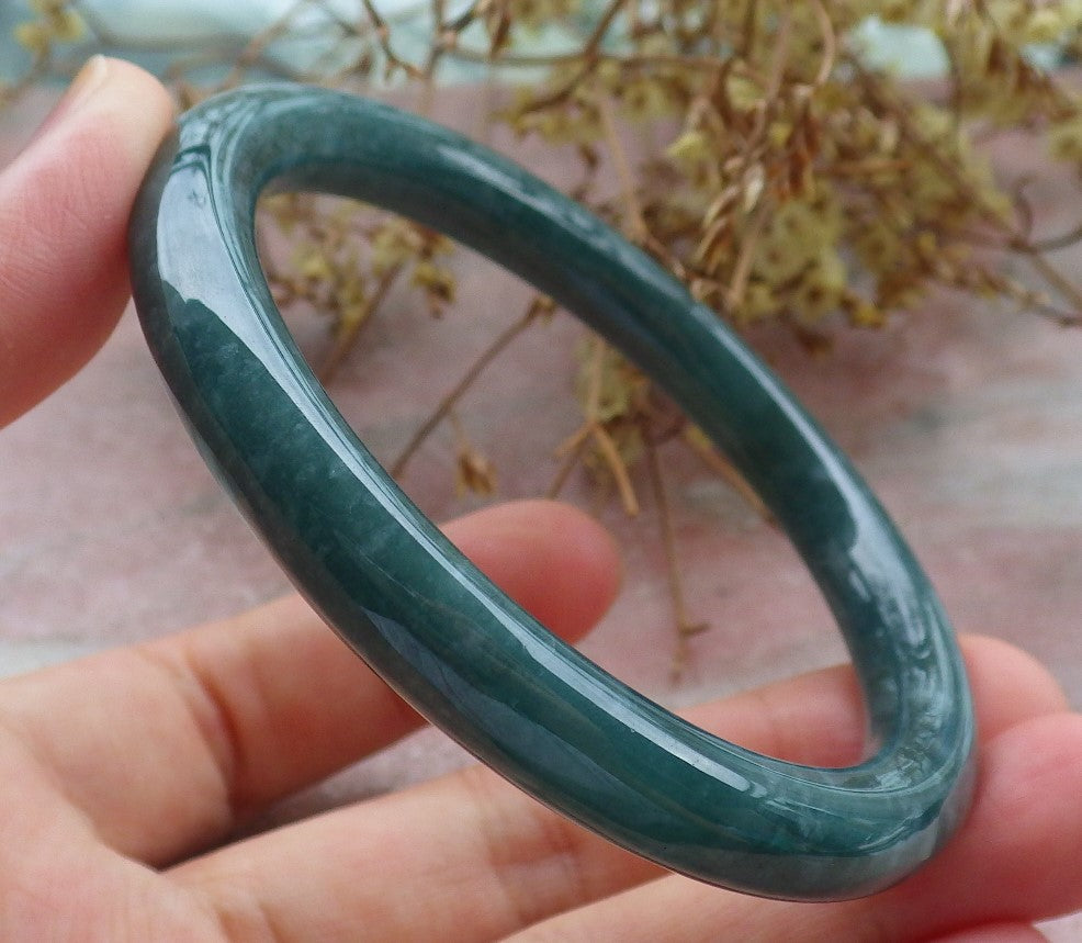 Certified Green Burma 100% Natural A JADE Jadeite Circle Bangle Bracelet 57 mm 手镯 630658 TN