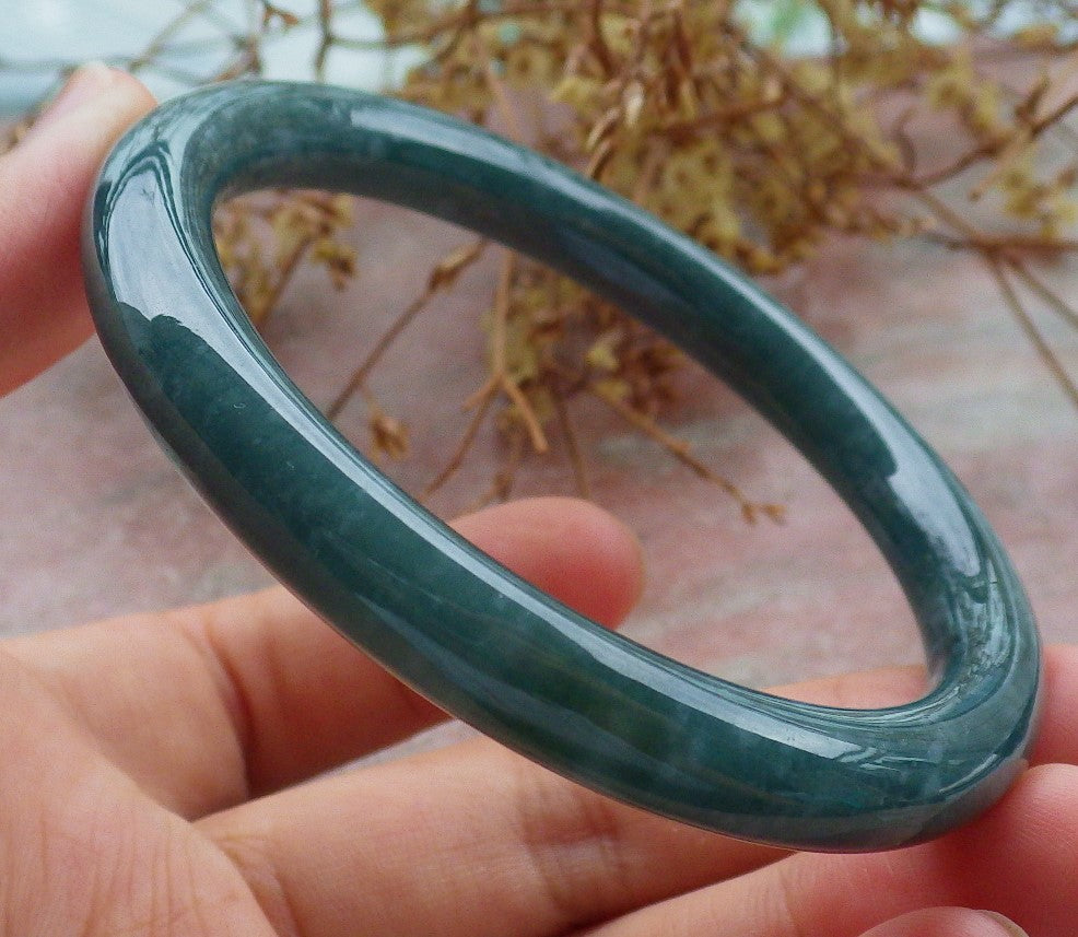 Certified Green Burma 100% Natural A JADE Jadeite Circle Bangle Bracelet 57 mm 手镯 630658 TN