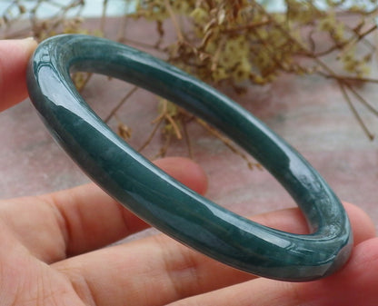 Certified Icy Green Burma 100% Natural A JADE Jadeite Circle Bangle Bracelet 57 mm 手镯 630648 TN