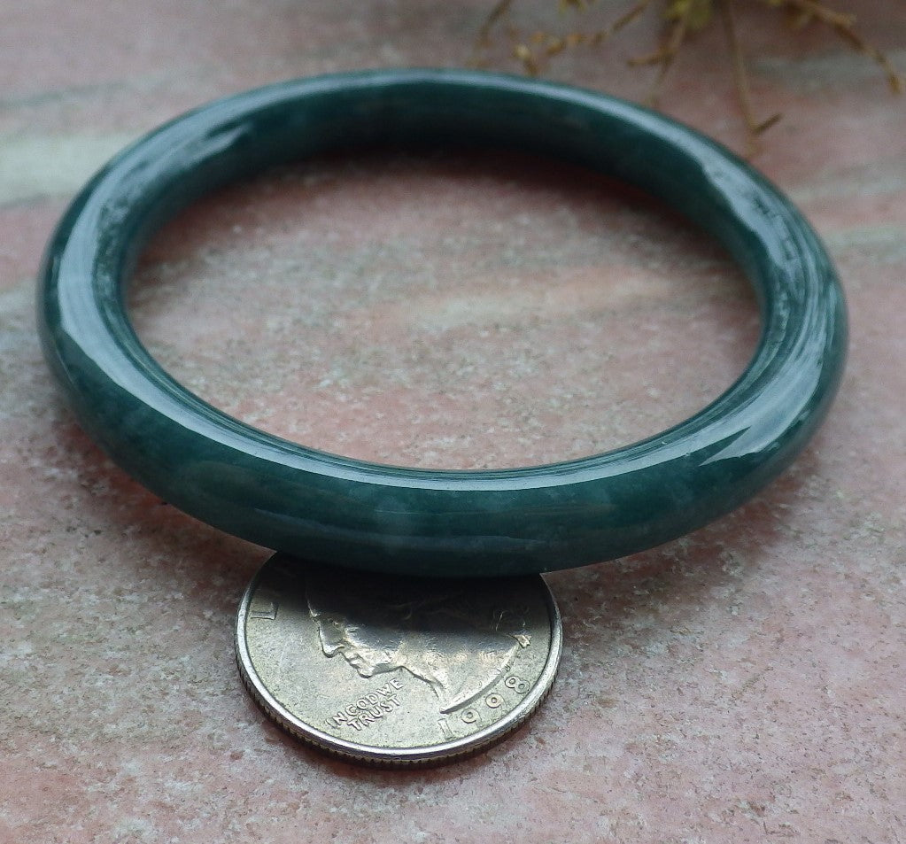 Certified Icy Green Burma 100% Natural A JADE Jadeite Circle Bangle Bracelet 57 mm 手镯 630648 TN