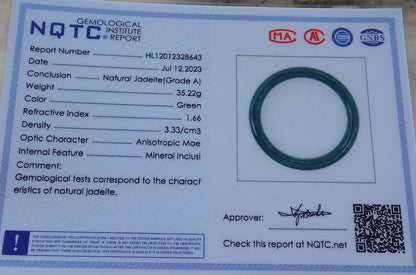 Certified Green Burma 100% Natural A JADE Jadeite Circle Bangle Bracelet 57 mm 手镯 630658 TN