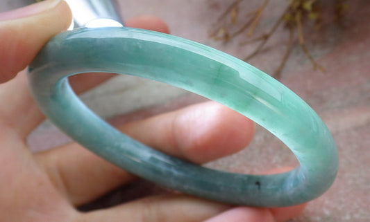 Certified Icy Green Burma 100% Natural A JADE Jadeite Circle Bangle Bracelet 55 mm 手镯 630667 TN