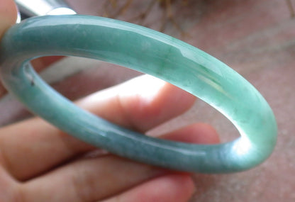 Certified Icy Green Burma 100% Natural A JADE Jadeite Circle Bangle Bracelet 54 mm 手镯 630677 TN