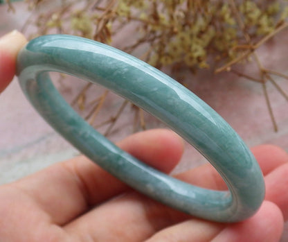 Certified Icy Green Burma 100% Natural A JADE Jadeite Circle Bangle Bracelet 55 mm 手镯 630667 TN