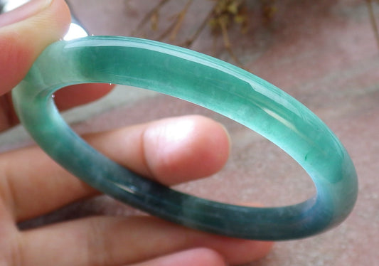 Certified Icy Green Burma 100% Natural A JADE Jadeite Circle Bangle Bracelet 55 mm 手镯 630687 TN