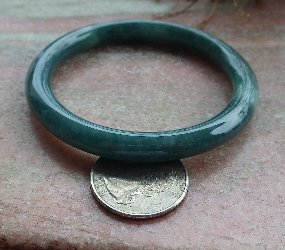 Certified Icy Green Burma 100% Natural A JADE Jadeite Circle Bangle Bracelet 55 mm 手镯 630687 TN