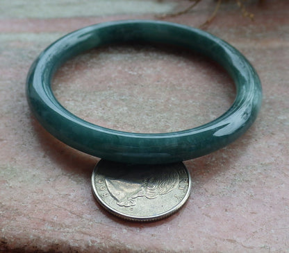 Certified Icy Green Burma 100% Natural A JADE Jadeite Circle Bangle Bracelet 55 mm 手镯 630687 TN