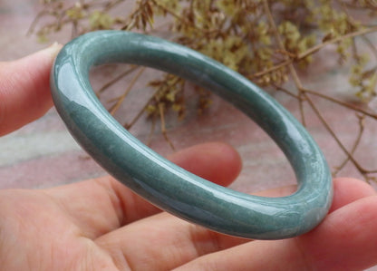Certified Icy Green Burma 100% Natural A JADE Jadeite Circle Bangle Bracelet 55 mm 手镯 630687 TN
