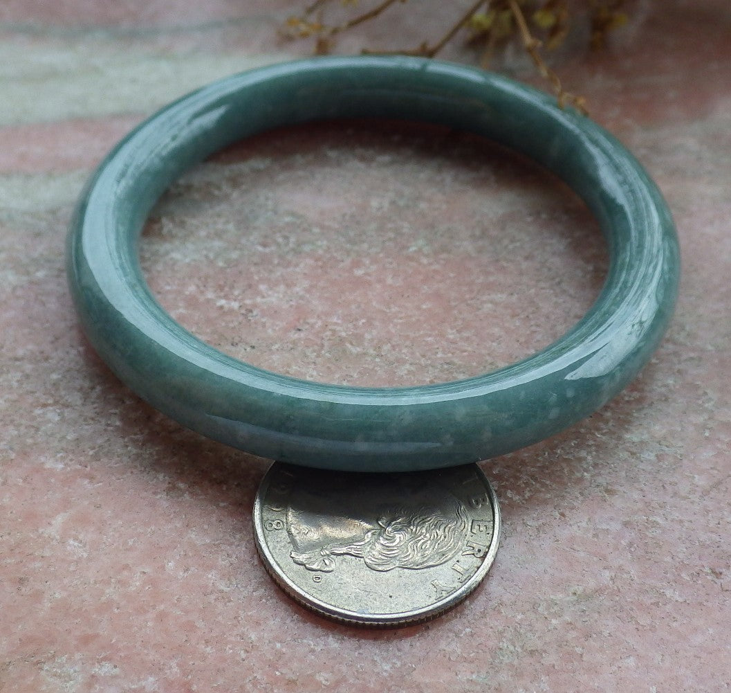 Certified Icy Green Burma 100% Natural A JADE Jadeite Circle Bangle Bracelet 55 mm 手镯 630687 TN