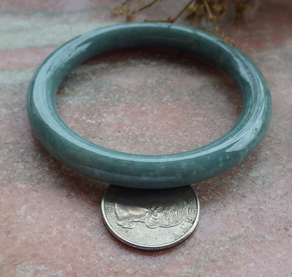 Certified Icy Green Burma 100% Natural A JADE Jadeite Circle Bangle Bracelet 55 mm 手镯 630687 TN