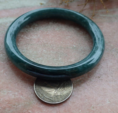 Certified Icy Green Burma 100% Natural A JADE Jadeite Circle Bangle Bracelet 56 mm 手镯 630706 TN
