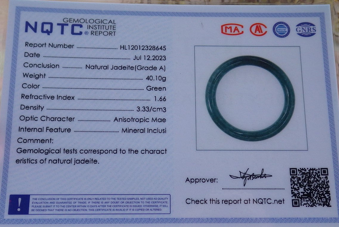 Certified Icy Green Burma 100% Natural A JADE Jadeite Circle Bangle Bracelet 56 mm 手镯 630706 TN
