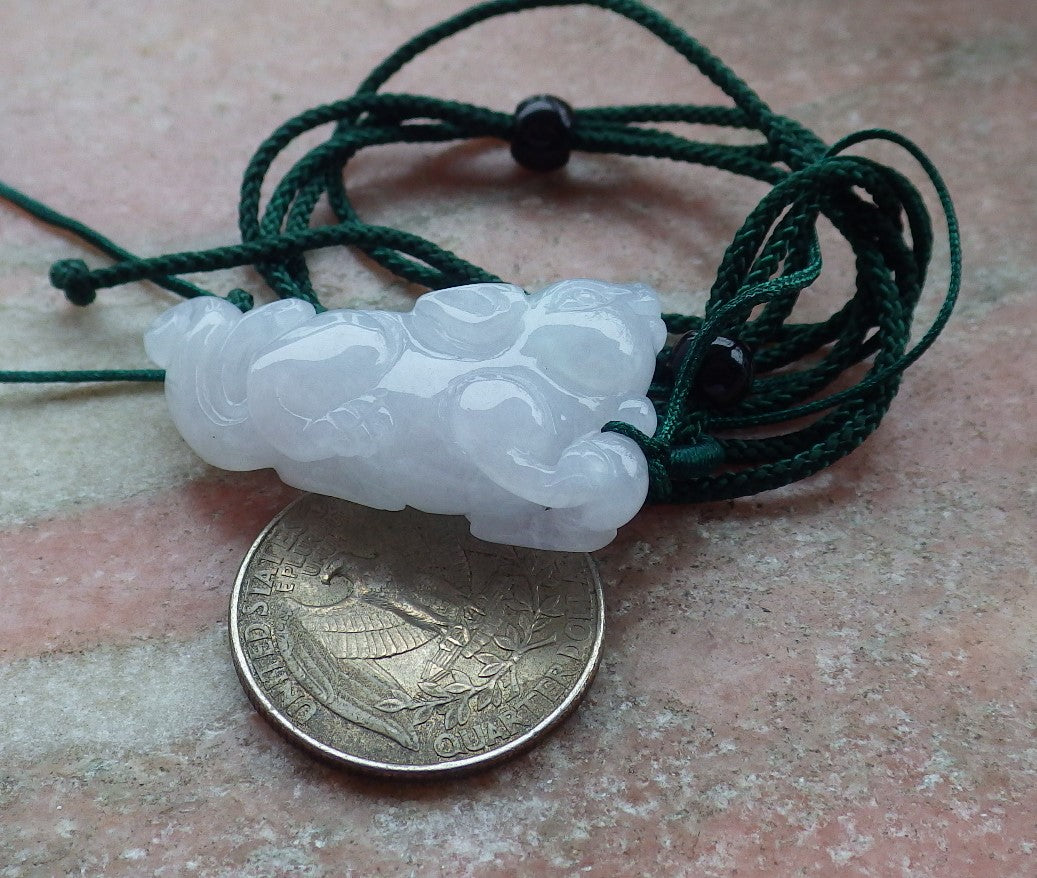 Certified Icy Green Pale Lavender Burma 100% Natural A Jade jadeite Pendant Mouse Rat Bead  Necklace 发财鼠 630795 TN