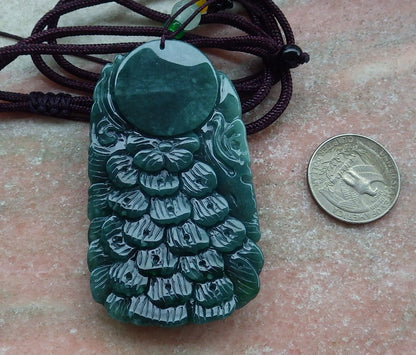 Certified Icy Green Burma 100% Natural A Jade jadeite Pendant Peacock Phoenix Necklace 孔雀 凤凰 630853 TN