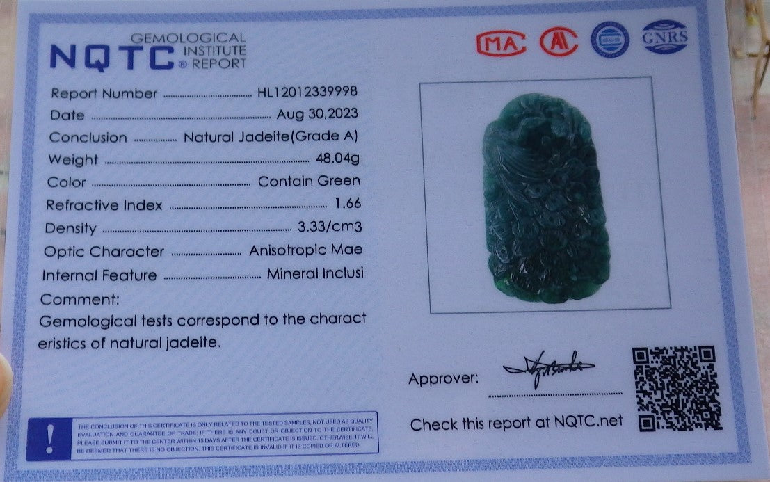 Certified Icy Green Burma 100% Natural A Jade jadeite Pendant Peacock Phoenix Necklace 孔雀 凤凰 630853 TN