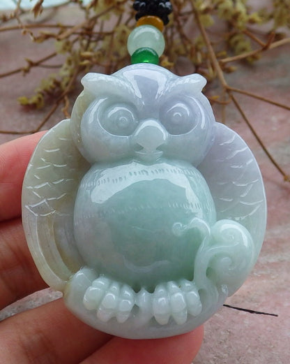 Atestita Verda Pala Lavenda Birmo 100% Natura A Jadejadeito Pendanta Strigo Ruyi Monera Koliero 猫头鹰 630886 TN