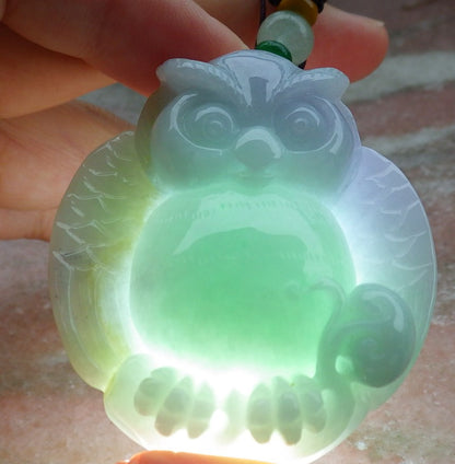 Atestita Verda Pala Lavenda Birmo 100% Natura A Jadejadeito Pendanta Strigo Ruyi Monera Koliero 猫头鹰 630886 TN