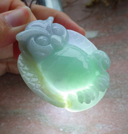 Atestita Verda Pala Lavenda Birmo 100% Natura A Jadejadeito Pendanta Strigo Ruyi Monera Koliero 猫头鹰 630886 TN