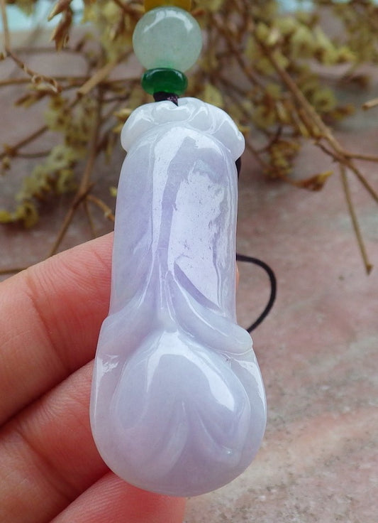 Certified Lavender Burma 100% Natural A Jade jadeite pendant Rose Flower Necklace 花开富贵 630948 TN