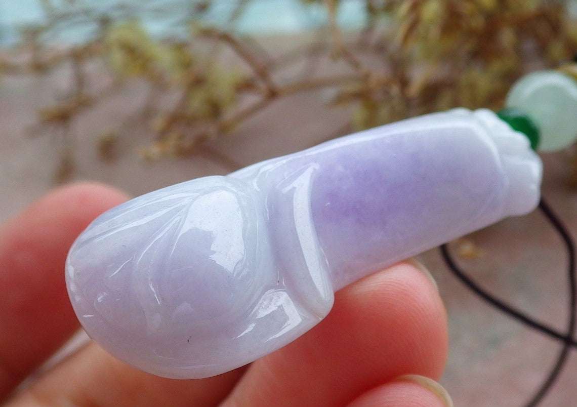 Certified Lavender Burma 100% Natural A Jade jadeite pendant Rose Flower Necklace 花开富贵 630948 TN