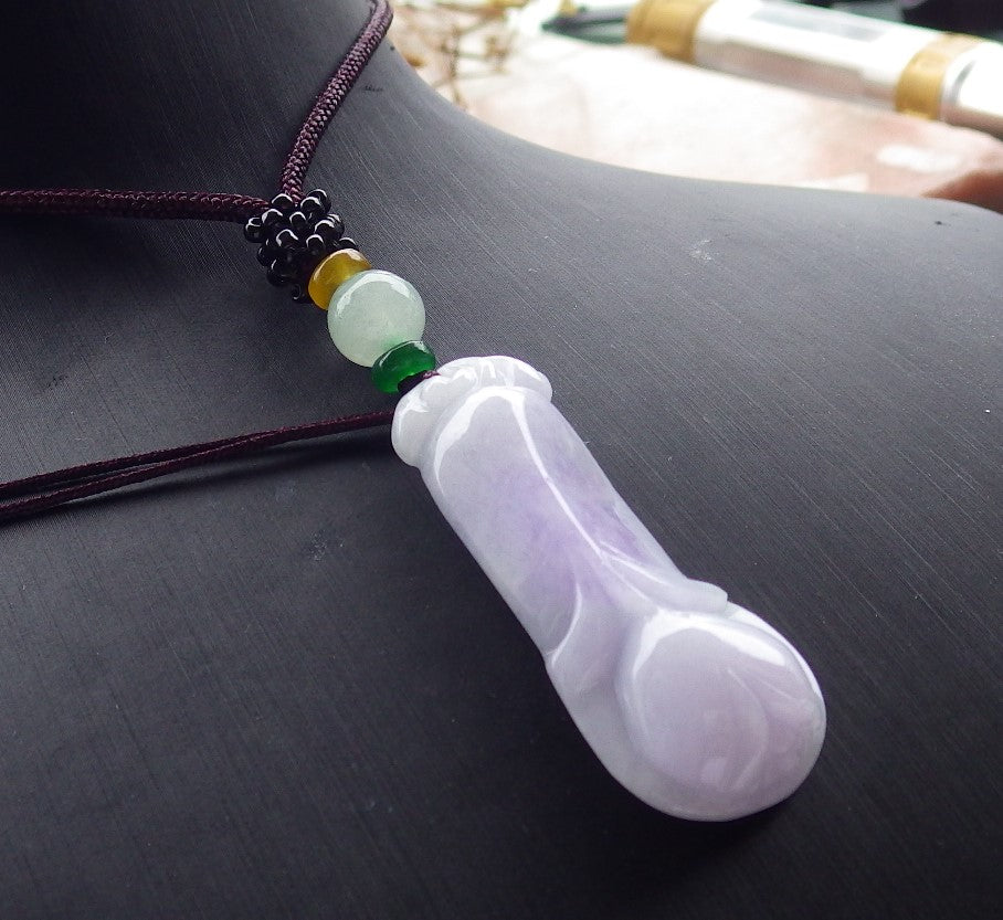 Certified Lavender Burma 100% Natural A Jade jadeite pendant Rose Flower Necklace 花开富贵 630948 TN