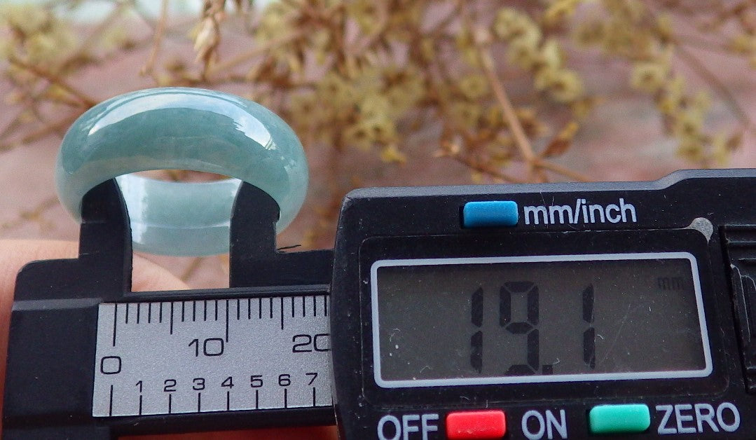 Certified Icy Green Burma 100% Natural A JADE Jadeite Circle RING USA.8.75 戒指 630967 TN