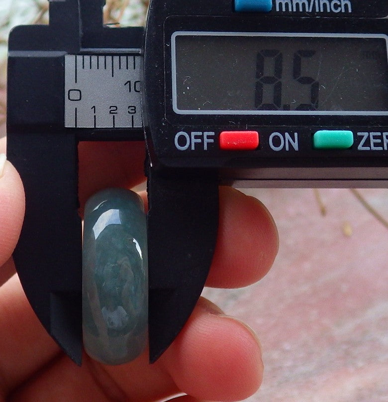 Certified Icy Green Burma 100% Natural A JADE Jadeite Circle RING USA.8.75 戒指 630967 TN