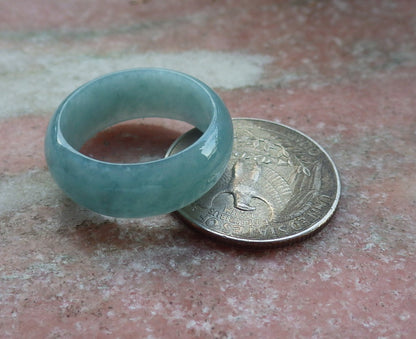 Certified Icy Green Burma 100% Natural A JADE Jadeite Circle RING USA.8.75 戒指 630967 TN