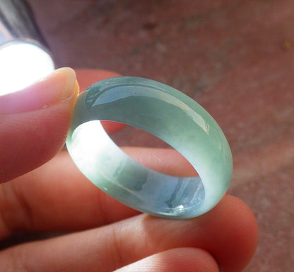 Certified Green Burma 100% Natural A JADE Jadeite Circle RING USA. 11.75 戒指 631008 TN