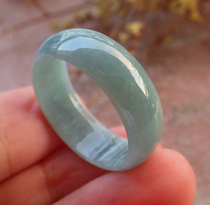 Certified Green Burma 100% Natural A JADE Jadeite Circle RING USA. 11.75 戒指 631008 TN