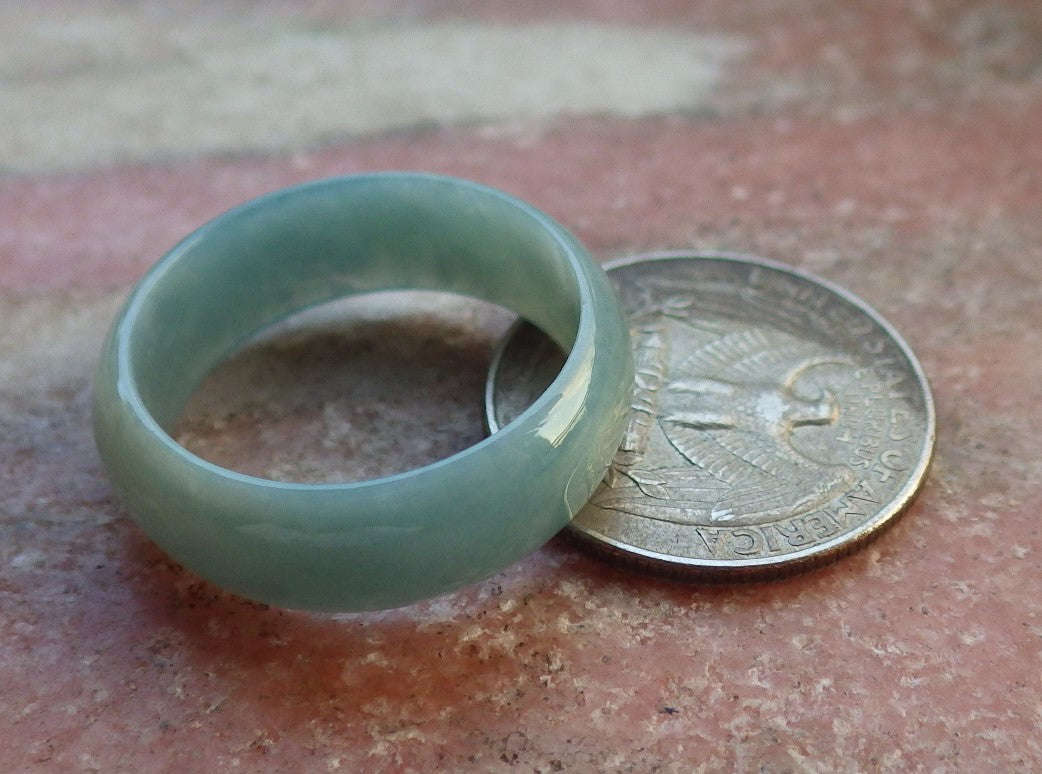 Certified Green Burma 100% Natural A JADE Jadeite Circle RING USA. 11.75 戒指 631008 TN