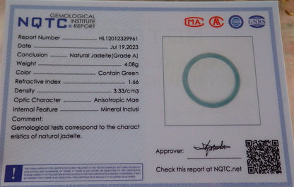 Certified Green Burma 100% Natural A JADE Jadeite Circle RING USA. 11.75 戒指 631008 TN