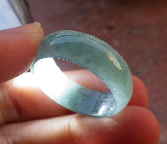 Certified Icy Green Burma 100% Natural A JADE Jadeite Circle RING USA.11.75 戒指 631016 TN
