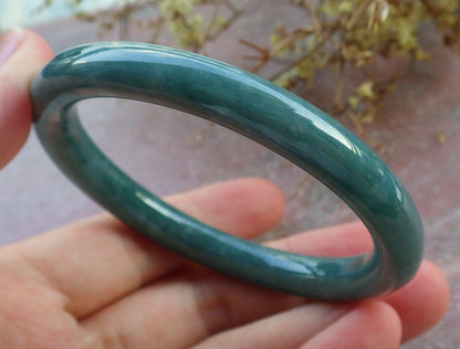 Certified Icy Green Burma 100% Natural A JADE Jadeite Circle Bangle Bracelet 55 mm 手镯 631031 TN