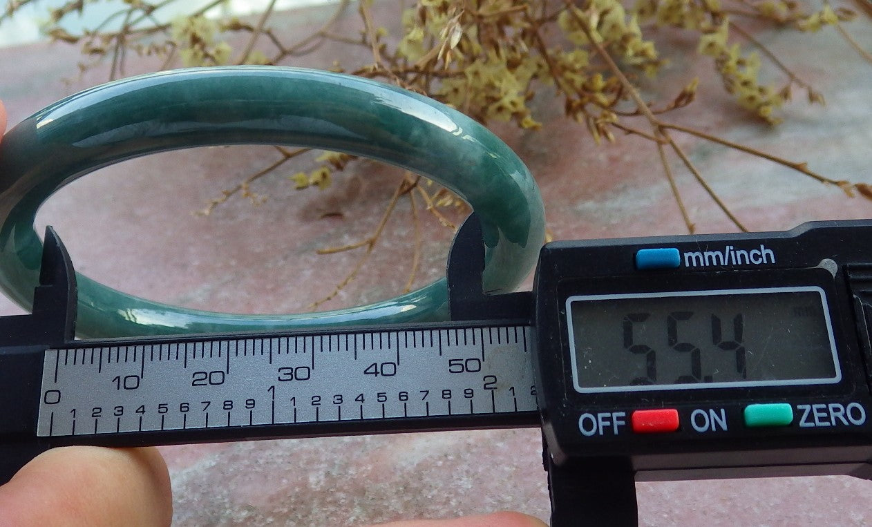 Certified Icy Green Burma 100% Natural A JADE Jadeite Circle Bangle Bracelet 55 mm 手镯 631031 TN
