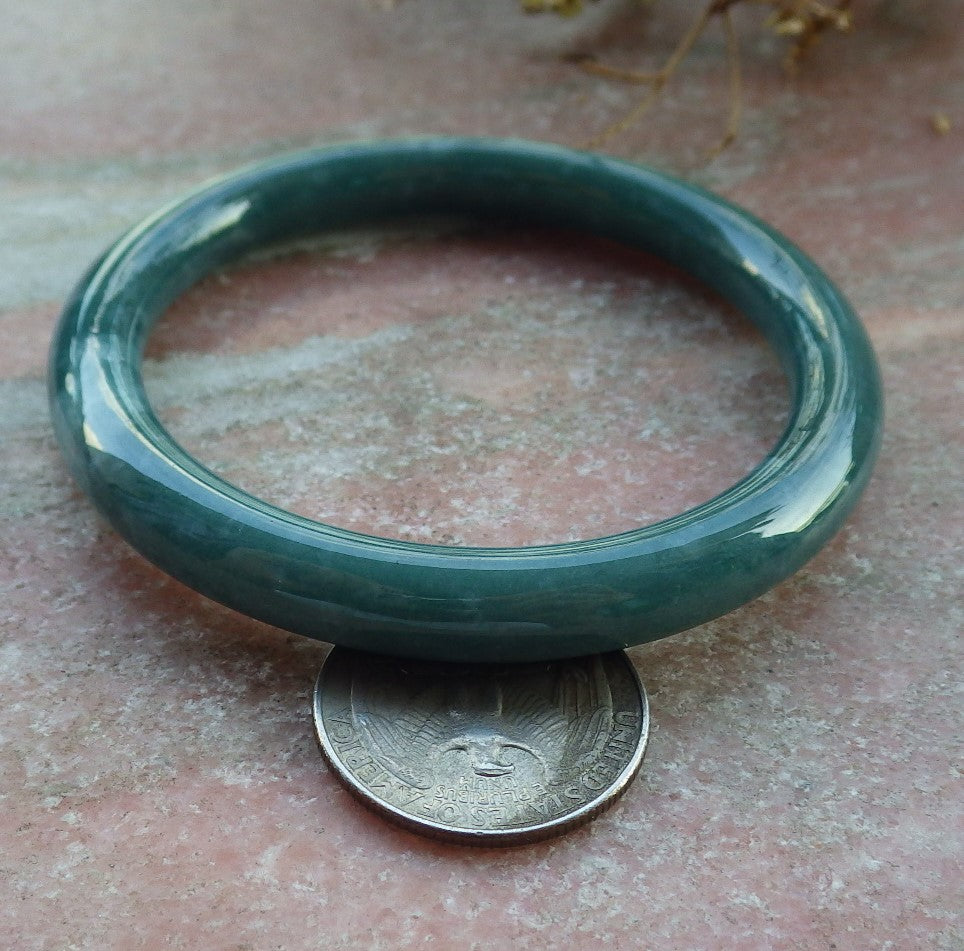 Certified Icy Green Burma 100% Natural A JADE Jadeite Circle Bangle Bracelet 55 mm 手镯 631031 TN