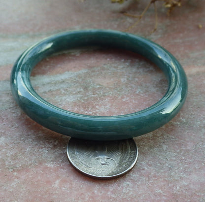 Certified Icy Green Burma 100% Natural A JADE Jadeite Circle Bangle Bracelet 55 mm 手镯 631031 TN