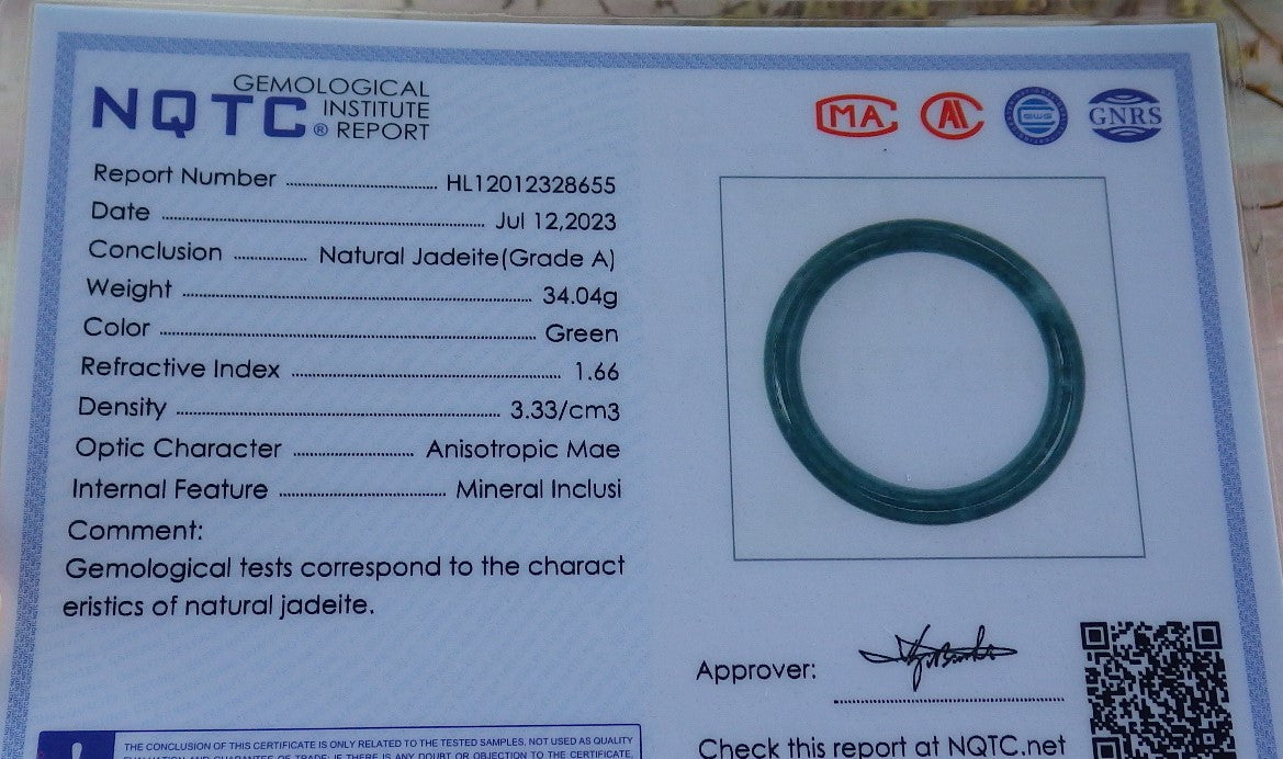 Certified Icy Green Burma 100% Natural A JADE Jadeite Circle Bangle Bracelet 55 mm 手镯 631031 TN