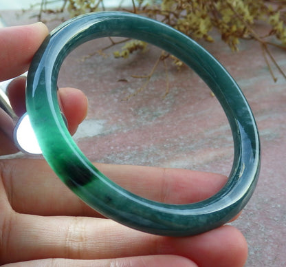 Certified Icy Green Burma 100% Natural A JADE Jadeite Circle Bangle Bracelet 57 mm 手镯 631041 TN