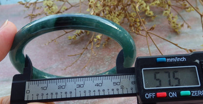 Certified Icy Green Burma 100% Natural A JADE Jadeite Circle Bangle Bracelet 57 mm 手镯 631041 TN