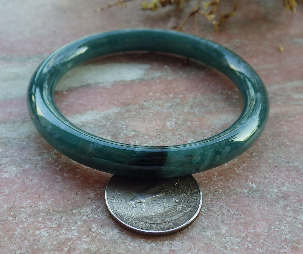 Certified Icy Green Burma 100% Natural A JADE Jadeite Circle Bangle Bracelet 57 mm 手镯 631041 TN