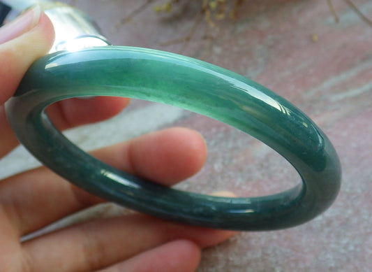 Certified Icy Green Burma 100% Natural A JADE Jadeite Circle Bangle Bracelet 59 mm 手镯 631050 TN