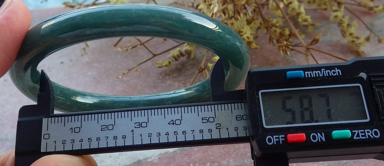 Certified Icy Green Burma 100% Natural A JADE Jadeite Circle Bangle Bracelet 59 mm 手镯 631050 TN