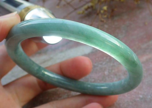 Certified Green Burma 100% Natural A JADE Jadeite Circle Bangle Bracelet 60 mm 手镯 631059 TN