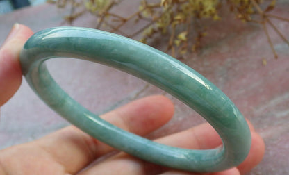 Certified Green Burma 100% Natural A JADE Jadeite Circle Bangle Bracelet 60 mm 手镯 631059 TN