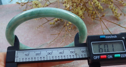 Certified Green Burma 100% Natural A JADE Jadeite Circle Bangle Bracelet 60 mm 手镯 631059 TN
