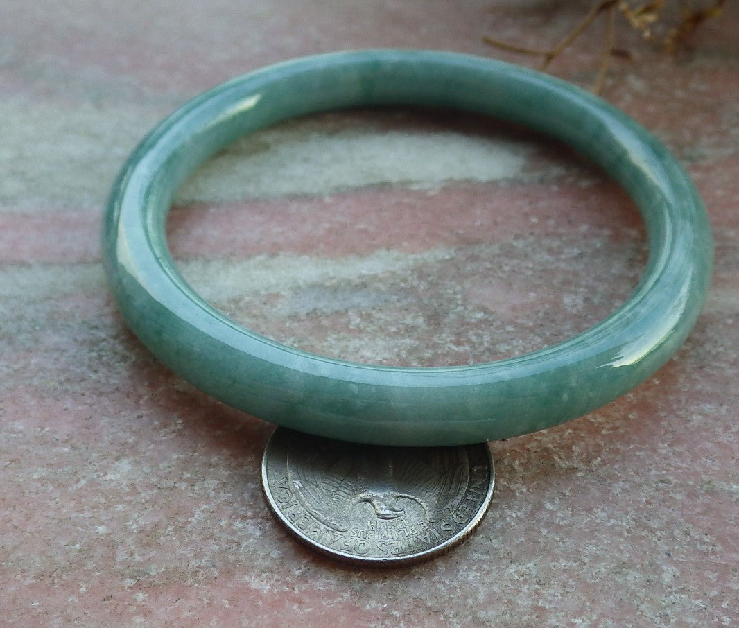 Certified Green Burma 100% Natural A JADE Jadeite Circle Bangle Bracelet 60 mm 手镯 631059 TN