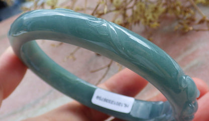 Certified Burma JADE Jadeite Dragon Bangle Bracelet 63 mm 631077 TN