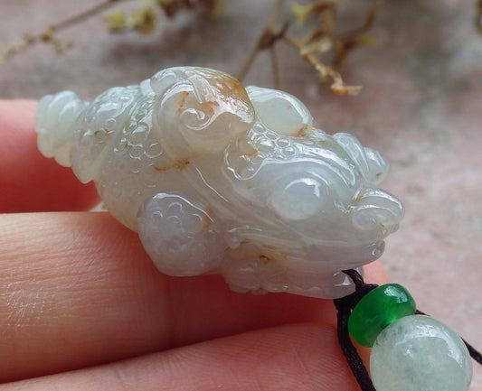 Certified Red Green Lavender Burma 100% Natural A Jade jadeite Pendant Frog Toad Coin Ruyi Necklace 招财蟾 631132 TN
