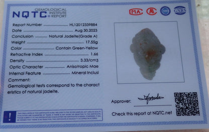 Certified Red Green Lavender Burma 100% Natural A Jade jadeite Pendant Frog Toad Coin Ruyi Necklace 招财蟾 631132 TN